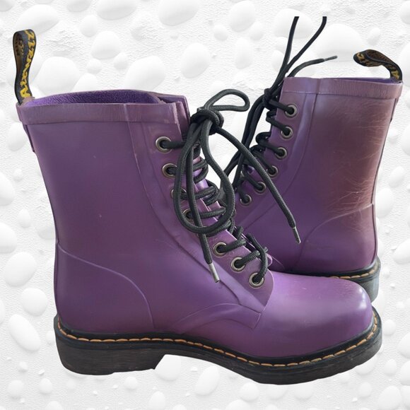 Dr. Martens DRENCH Wellington Wellies - Purple Rubber Boots – Size 8 - Picture 2 of 12